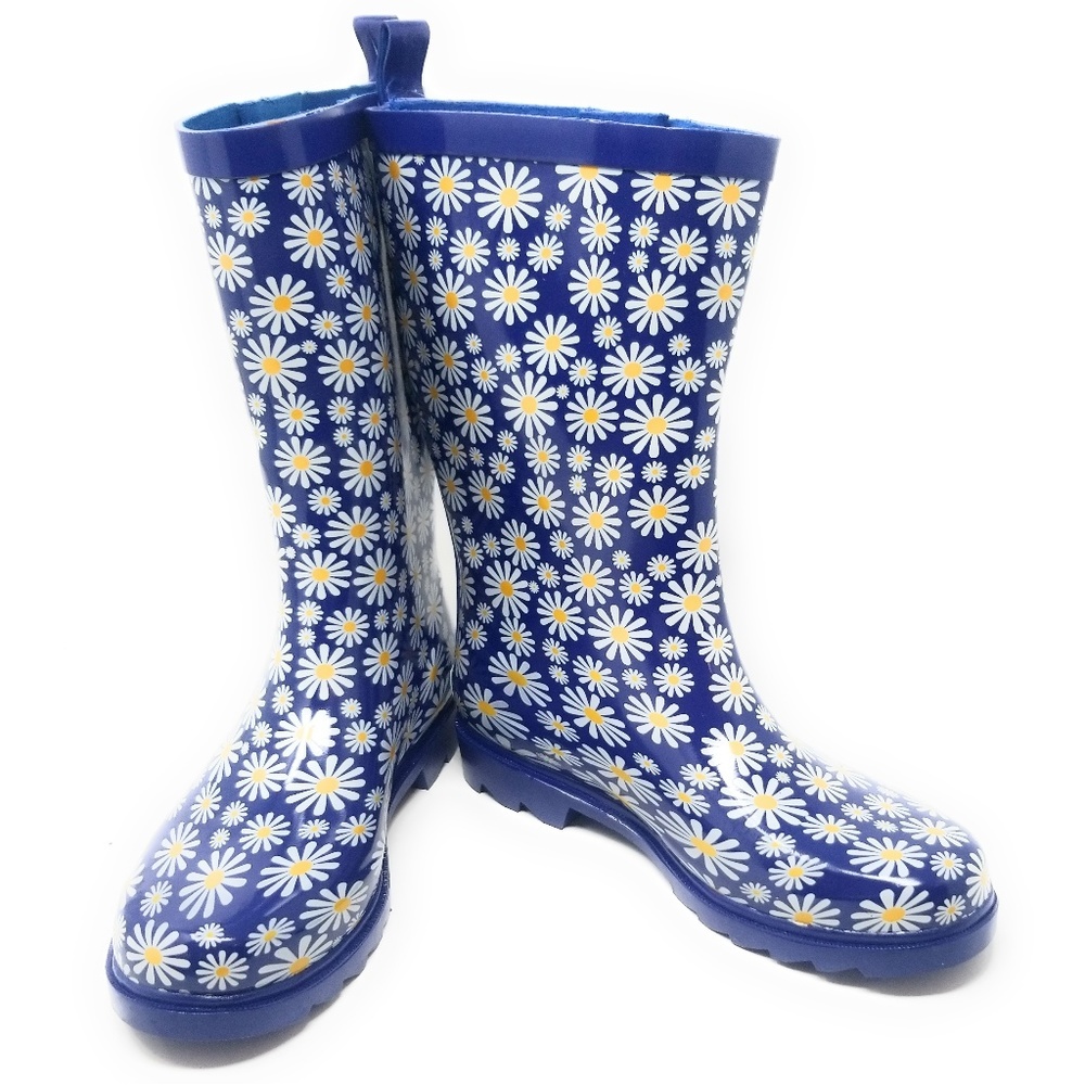 Women's Rubber Mid Calf Rain Boots, RB-3151, Daisy